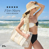 FIVE STARS FOR A REASON #color_ecru raffia bow