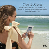 TEXT AND SCROLL WITH TOUCHSCREEN POUCH ATTACHED TO THE INCLUDED LANYARD FOR EASY ACCESS #color_ecru raffia bow