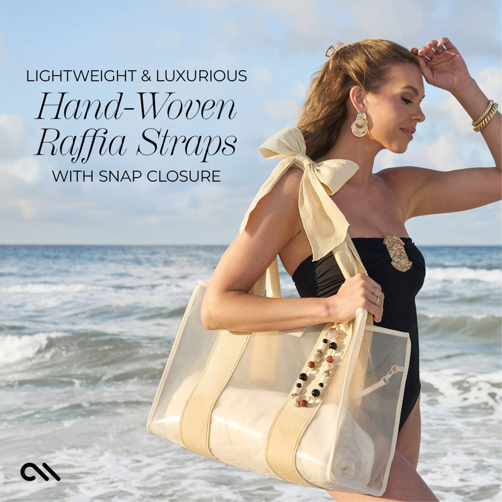 LIGHTWEIGHT AND LUXURIOUS HAND WOVEN RAFFIA STRAPS WITH SNAP CLOSURE #color_ecru raffia bow