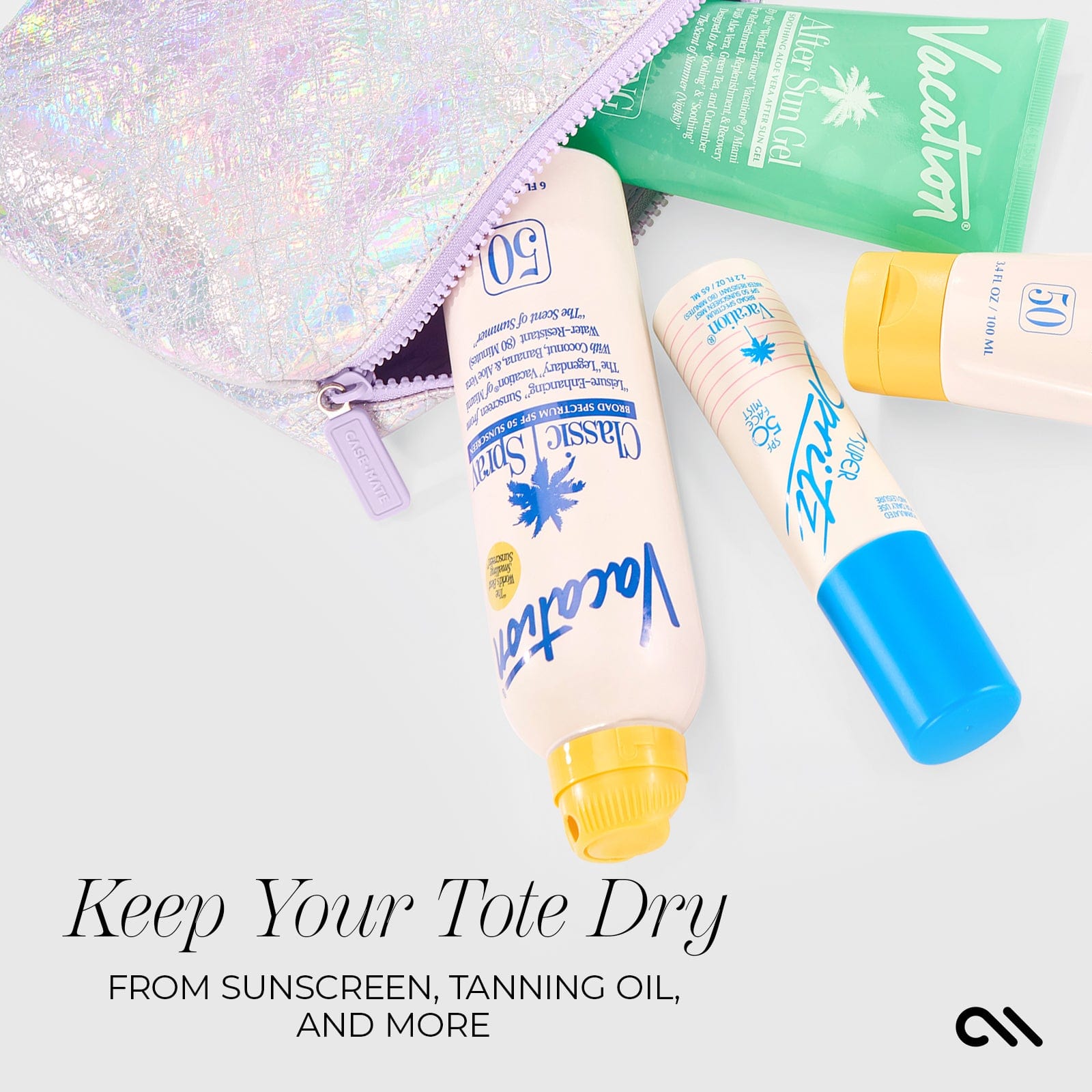 KEEP YOUR TOTE DRY FROM SUNSCREEN, TANNING OIL, AND MORE