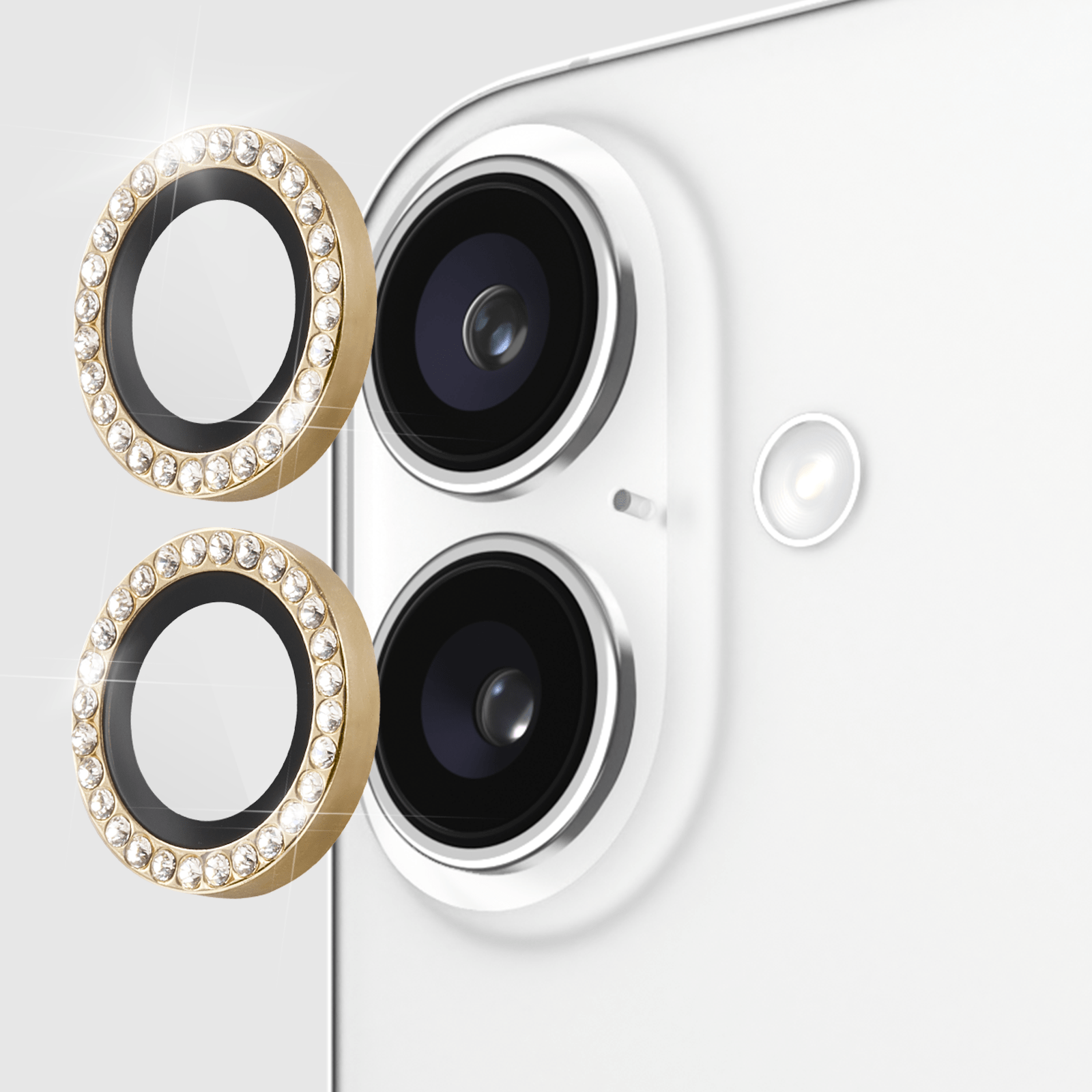 kate spade new york Aluminum Ring Camera Lens Protector Set in Stone - iPhone 16 / 16 Plus
